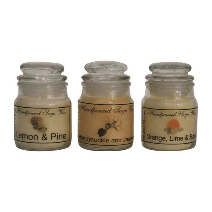 Vibrant Hourglass Candle Set of 3 - Lemon and Pine, Honeysuckle, Jasmine and Orange, Lime and Basil