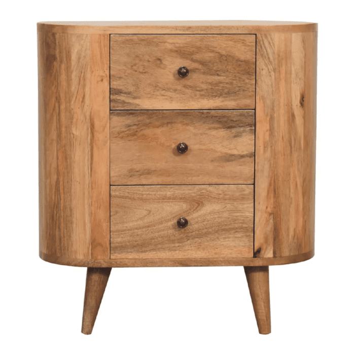 Verde 3 Drawer Round Cabinet - Oak