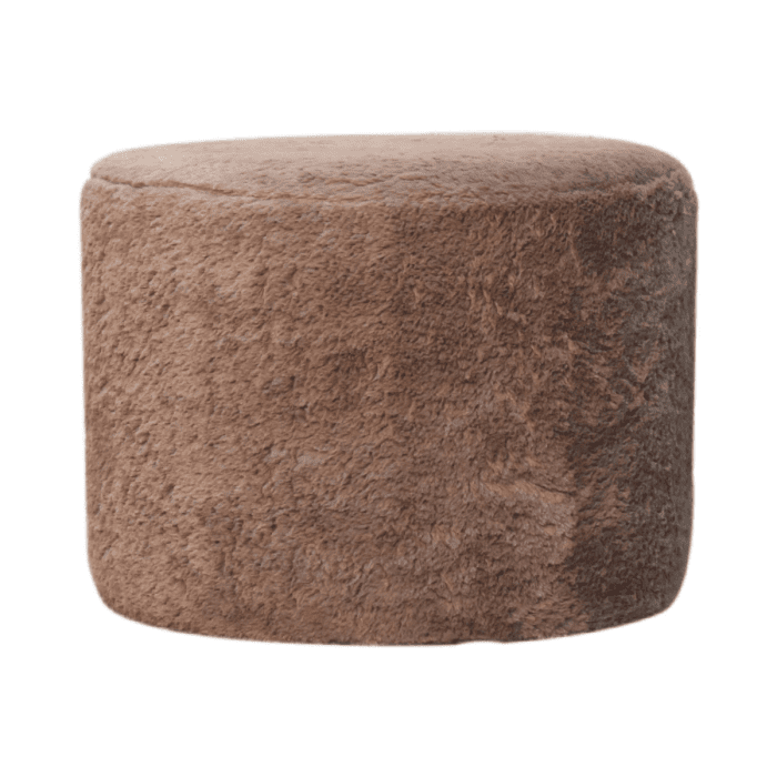 Cozy Mocha Faux Fur Round Footstool