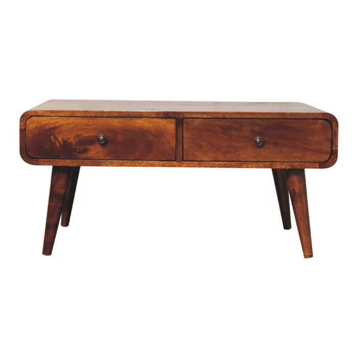 Cassian Curved Edge Coffee Table - Chestnut