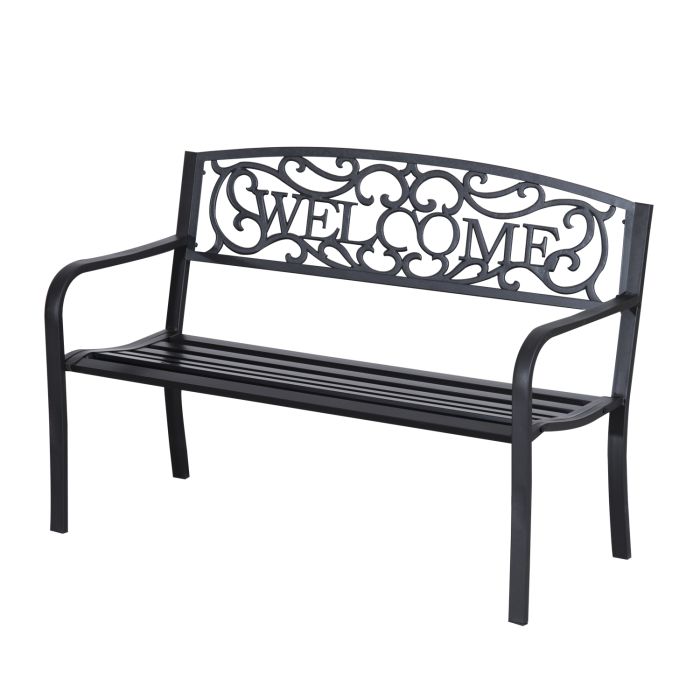 2 Seater Metal Garden Bench Patio Outdoor Park Porch Chair