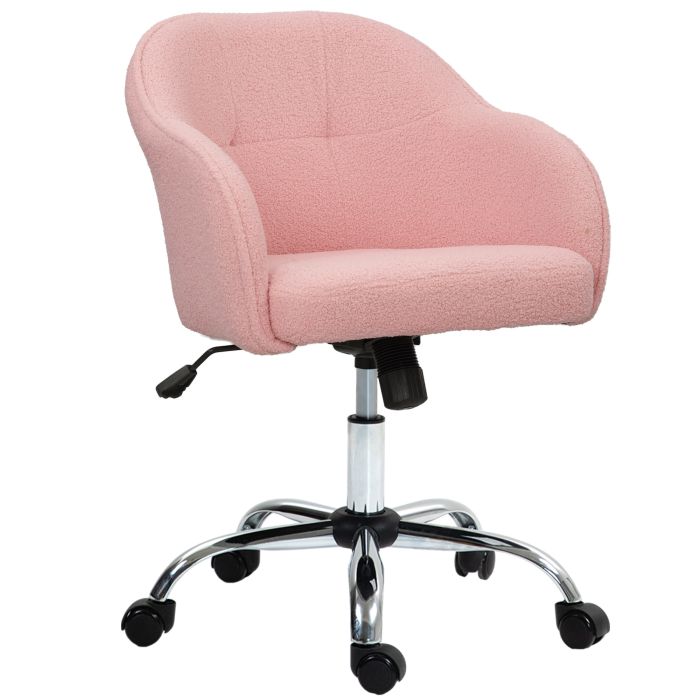 HERON Teddy Fleece Swivel Office Chair Pink