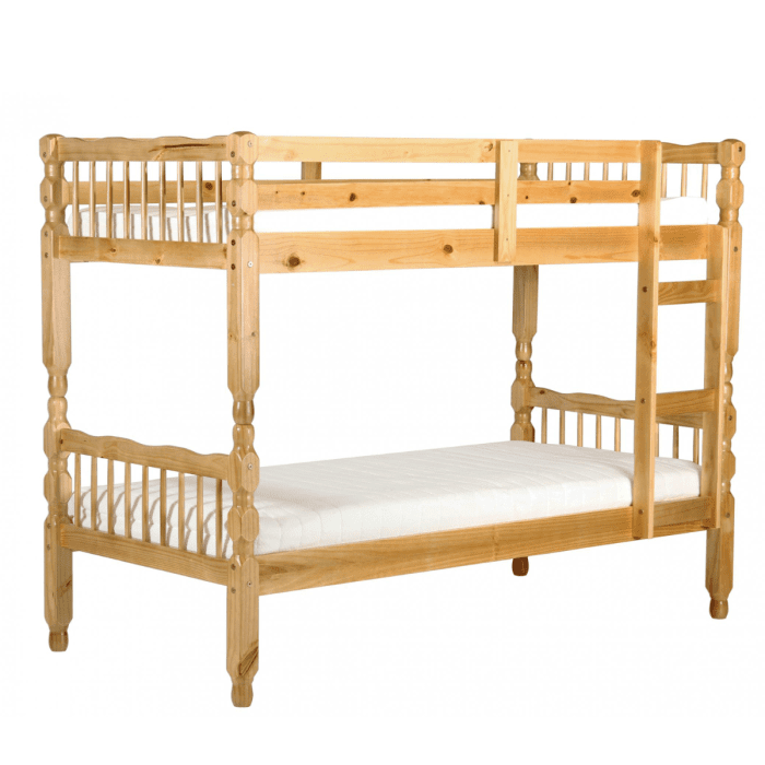 Modesto Classic Pine Wood Bunk Bed Splits into Two Singles - Light Antique