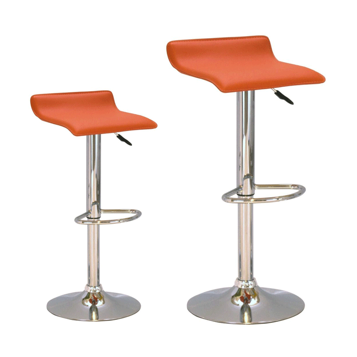 Salford Chrome Bar Stool Pair with Adjustable Features - Red