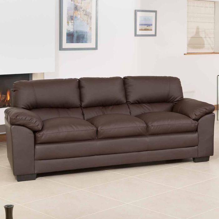 3 Seater Sofabed - LEVRANO Leather Sofabed - Brown