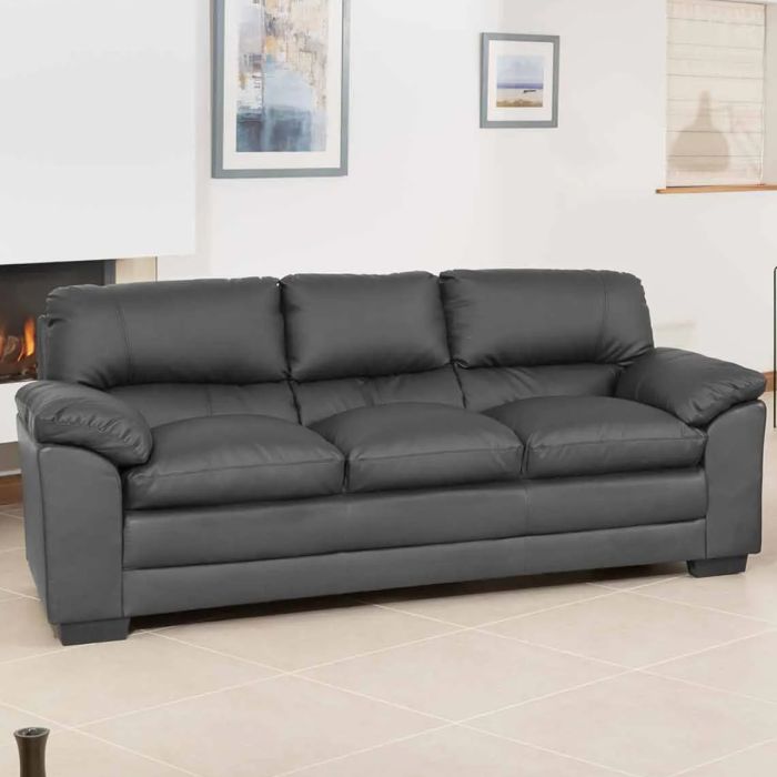 3 Seater Sofabed - LEVRANO Leather Sofabed - Grey