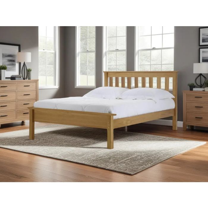 Double Bed - KIVRA 4ft6 Wooden Bedframe - Natural