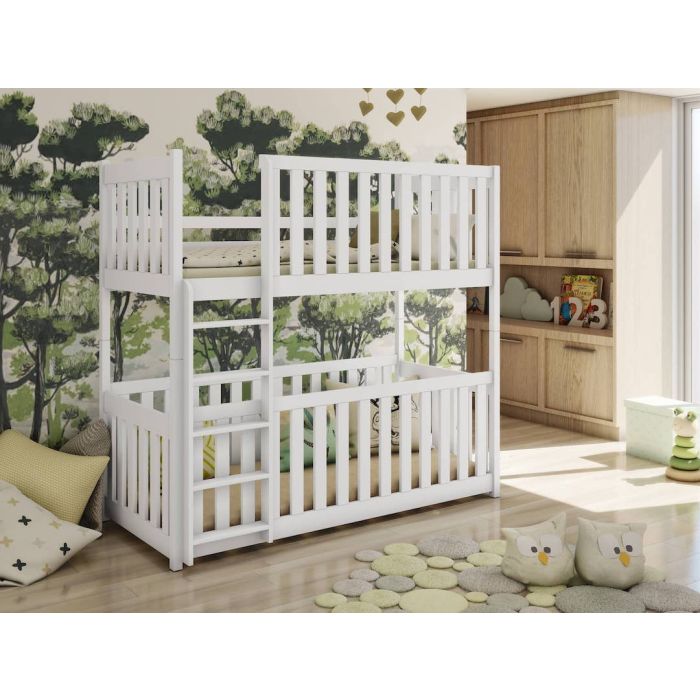 Kellog Wooden Bunk Bed with Cot Bed and Bonnell Mattress - White