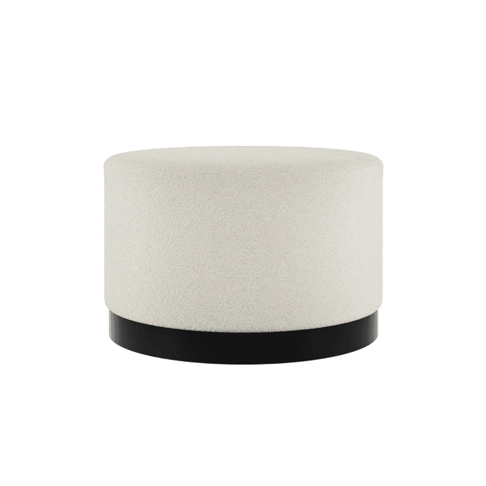 Harlow Large Pouffe with Matte Black Base - Ivory Boucle