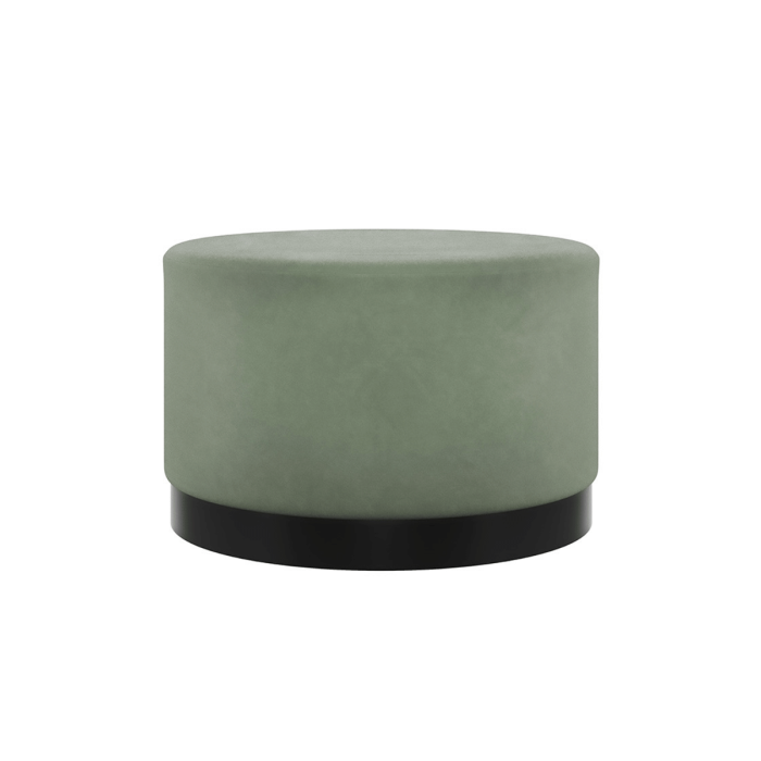 Harlow Large Pouffe with Matte Black Base - Sage Velvet