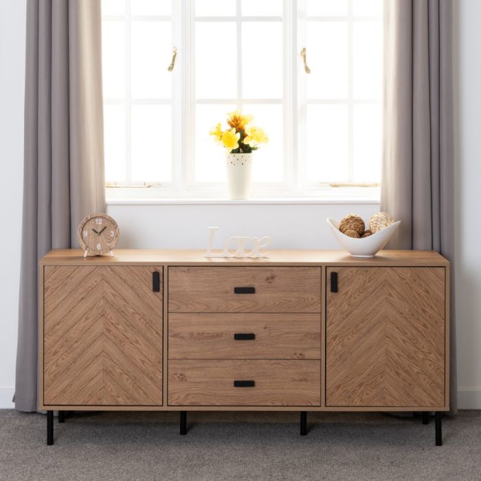 Leon 2 Door 3 Drawer Sideboard - Oak Effect