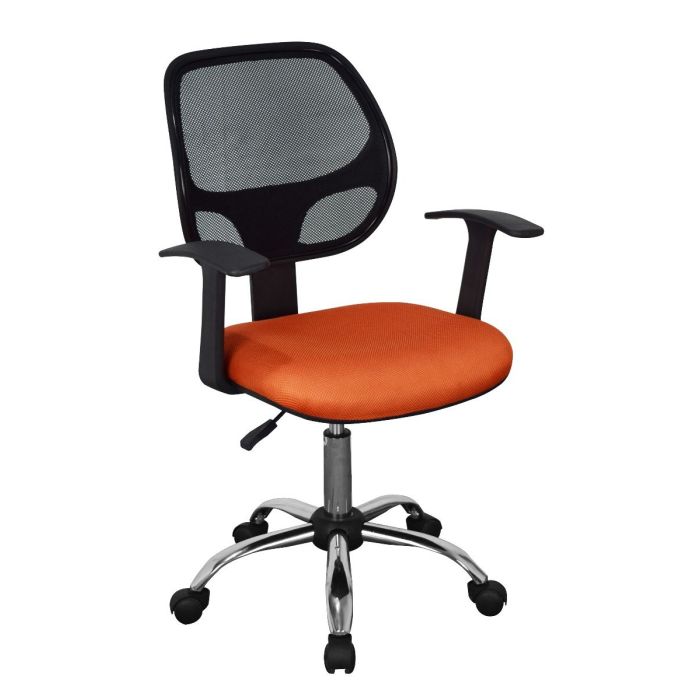 Loft Chair Orange Fabric Seat Mesh Back with Chrome Base - Orange