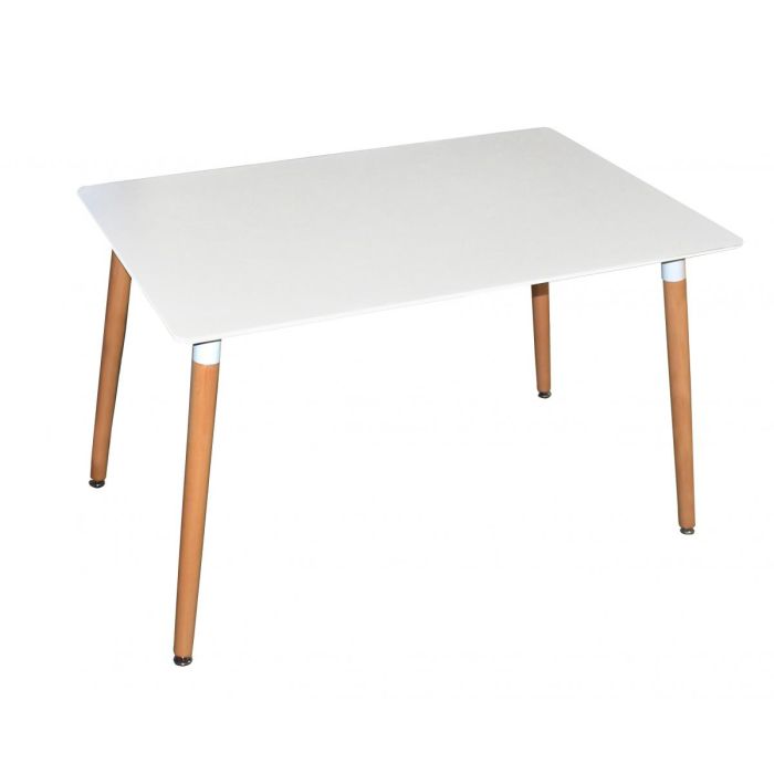 Polastro Modern Sophistication High Gloss Dining Table with Solid Beech Legs Rectangle - White