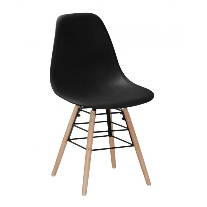 Polastro Plastic Dining Chairs set Vibrant Comfort with Solid Beech Legs 4 piece - Black