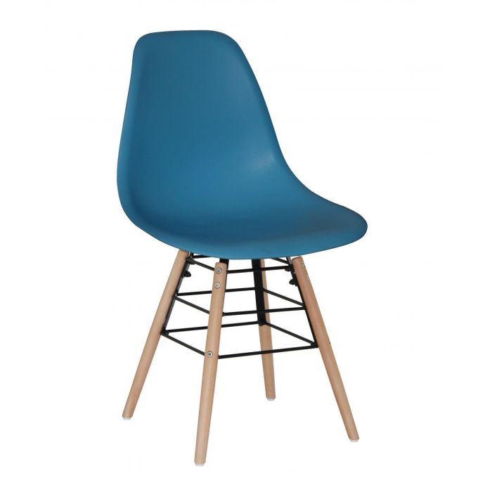Polastro Plastic Dining Chairs set Vibrant Comfort with Solid Beech Legs 4 piece - Dark Blue