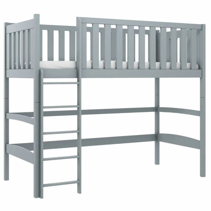 Everett Felix Wooden Loft Bed with Foam Mattress - Grey