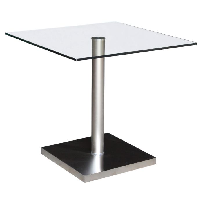 Oraibi Elegance Clear Glass Dining Table with Stainless Steel Frame