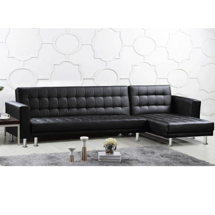 Bangor Corner Multi Functional Seamless Style Sofa Bed Leather Effect and PVC - Black