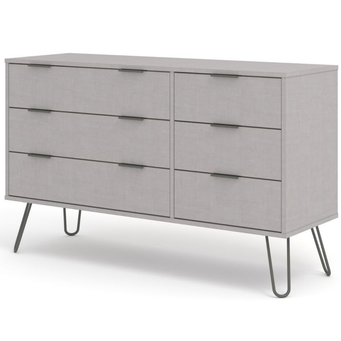 Augusta Grey 3+3 Drawer Wide Chest of Drawers