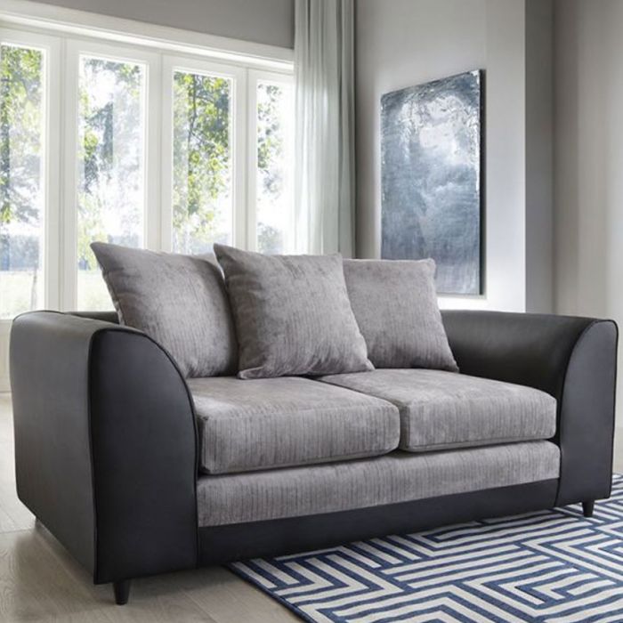 Linacre 2 Seater Sofa - Black and Charcoal