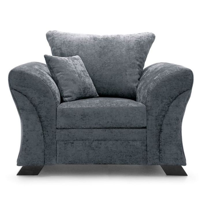 Lloyd Crushed Chenille Armchair - Dark Grey