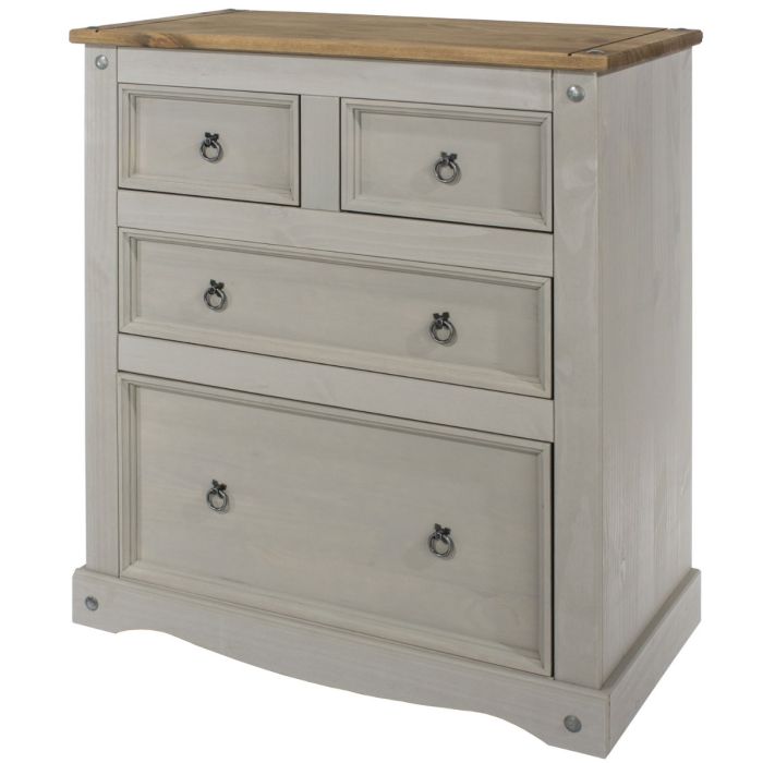 Corona 2+2 Drawer Storage Chest - Grey