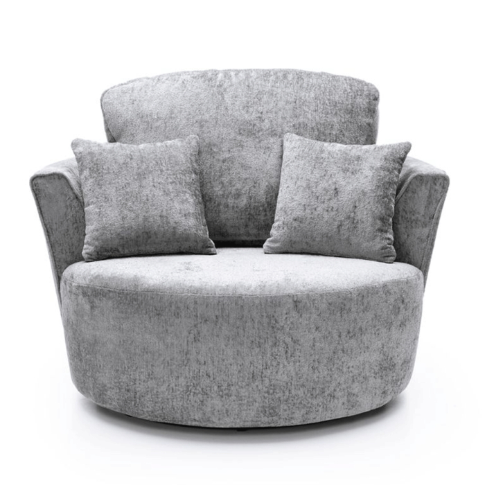 Gilliver Crushed Chenille Swivel Chair - Light Grey