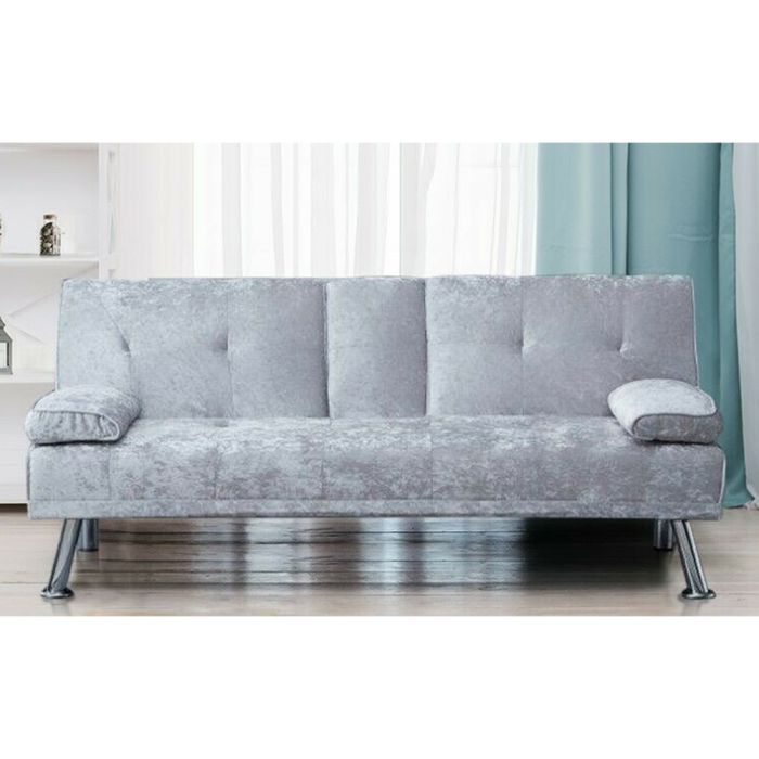 Luxury Italian Style Crushed Velvet 3 Seater Sofa Bed with Cup Holder - 4 Colours