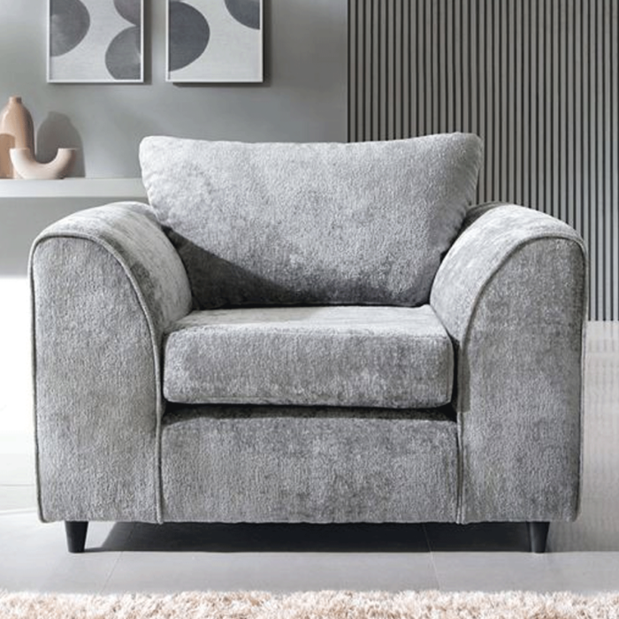 Gilliver Crushed Chenille Armchair - Light Grey