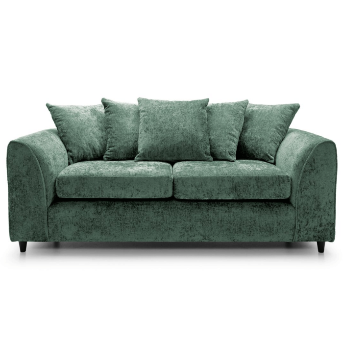 Gilliver Crushed Chenille 3 Seater Sofa - Rifle Green