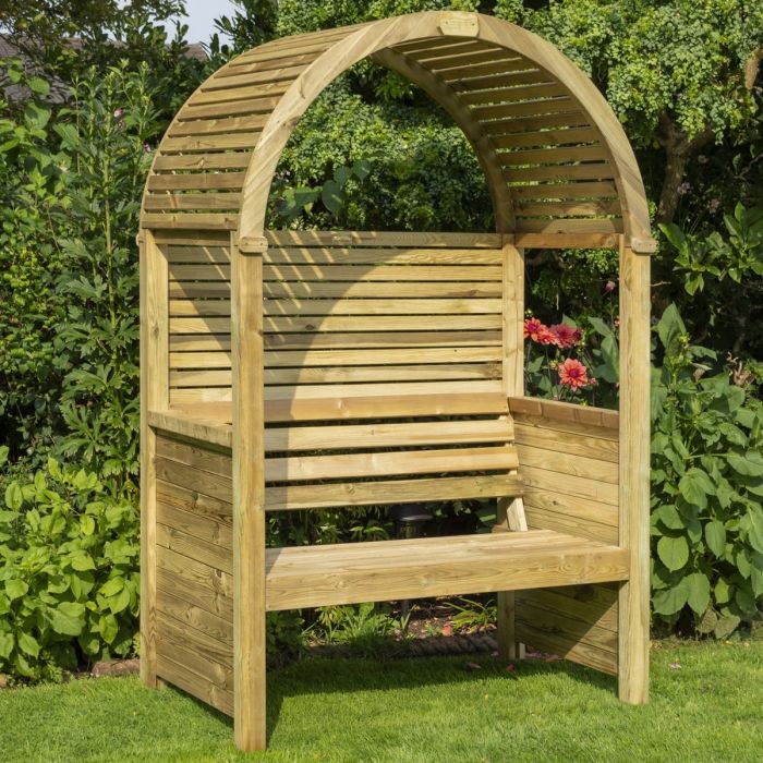 Modena Contemporary Arbour with Horizontal Slats and Open Slatted Roof