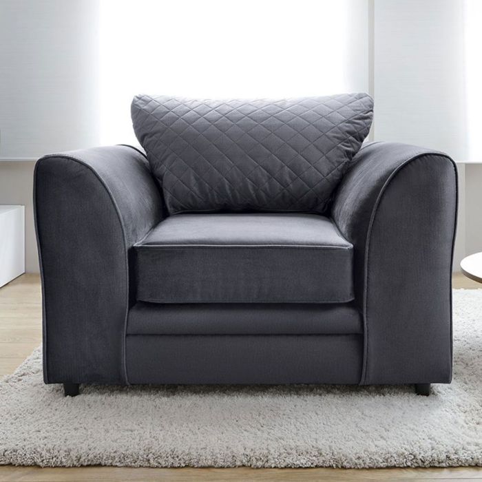 Bethan Velvet Armchair - Dark Grey