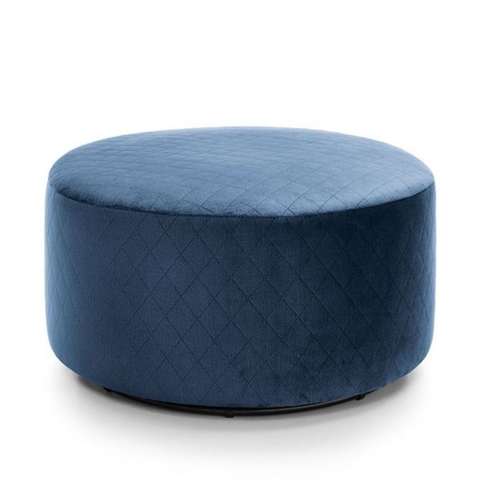 Bethan Qulited Velvet Swivel Large Footstool - Dark Blue