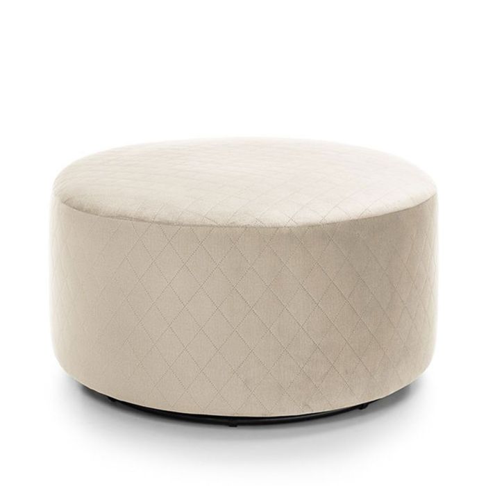 Bethan Velvet Qulited Swivel Footstool - Cream