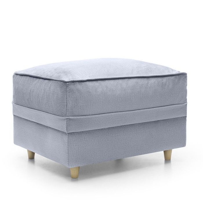 Bethan Velvet Footstool - Silver Blue