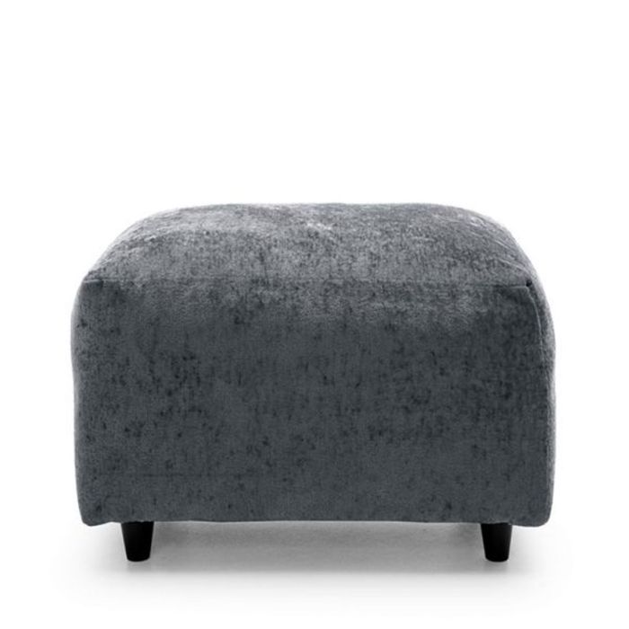 Gilliver Crushed Chenille Footstool - Dark Grey