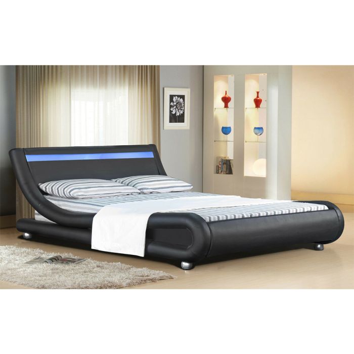 Luxury Italian Designer Faux Leather Bed Frame with LED - 4 Colours