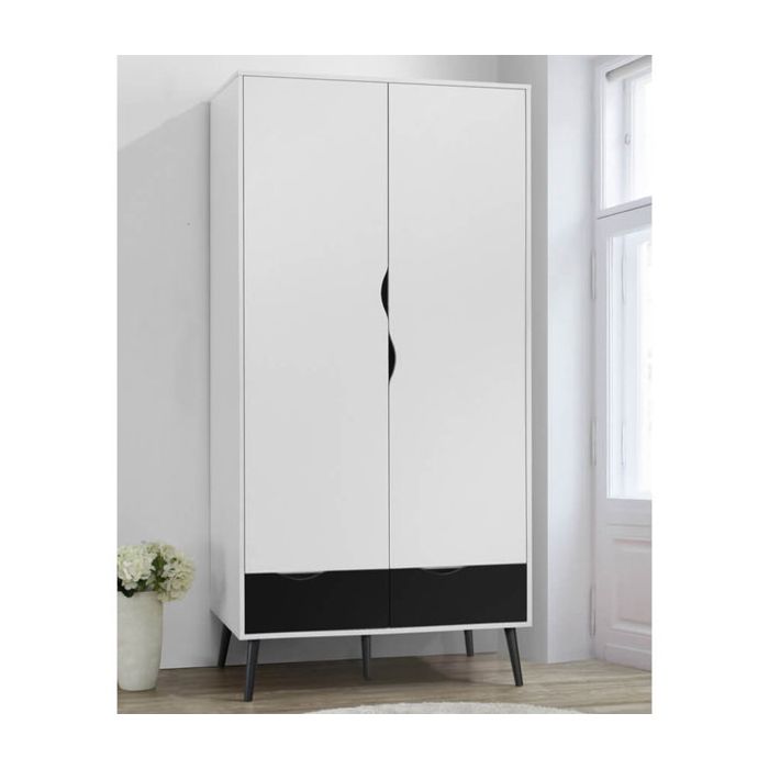 Wardrobe - MARTOCK 2 Door Wardrobe White 98.6cm