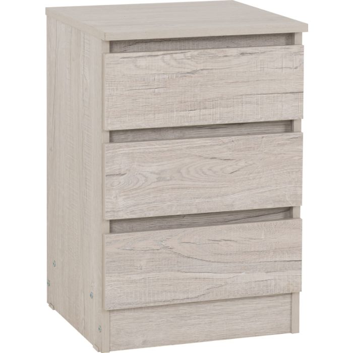 Malvern 3 Drawer Bedside - Urban Snow