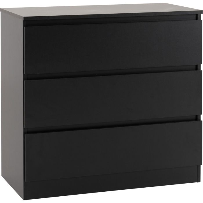 MALDEN Black Chest of Drawers - Medium-sized, 3 Drawers