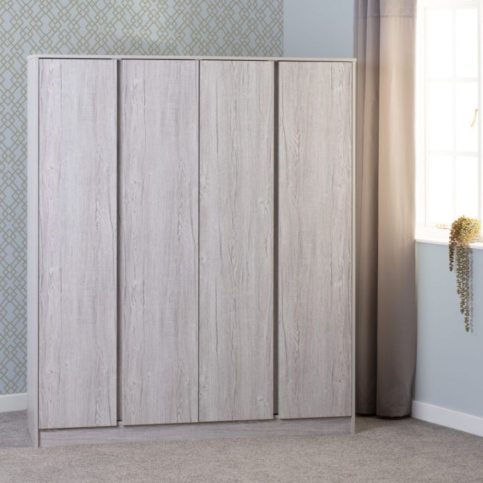 Wardrobe - MALDEN 4 Door Wardrobe Urban Snow 151cm