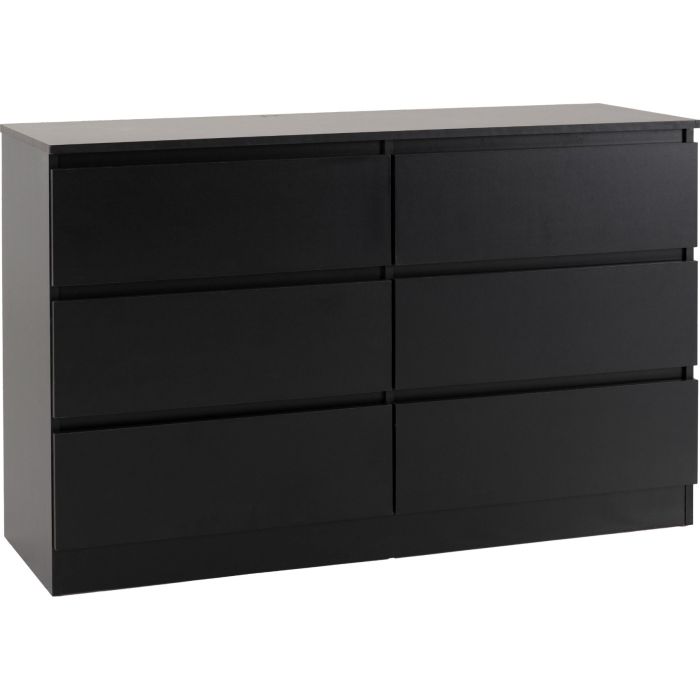 Black Chest of Drawers - MALDEN Large Chest  6 Drawers  Double Chest