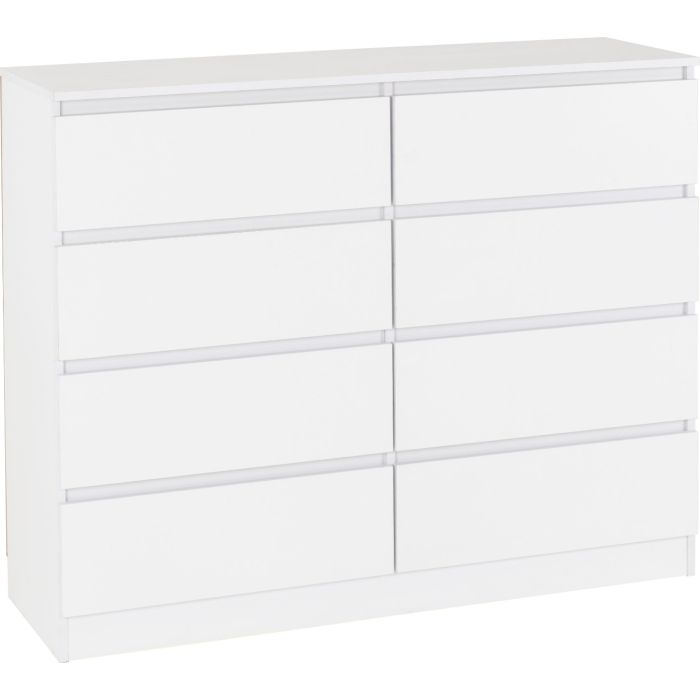 White Chest of Drawers - MALDEN Large Chest  8 Drawers  Double Chest