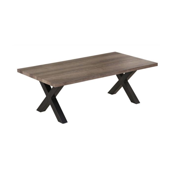 Glendale Grey Rustic Coffee Table with Black Metal Legs - Contemporary Elegance