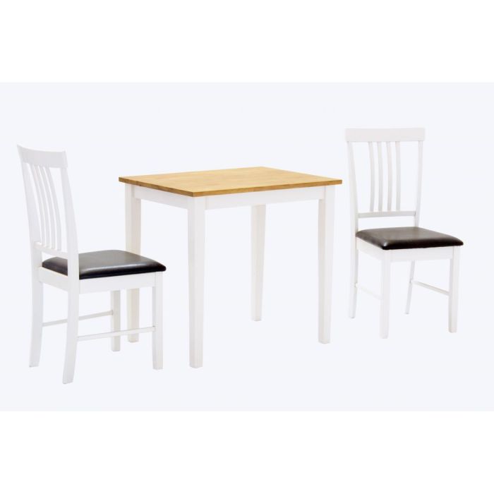 Roseville Decent Decor Small Dining Set with 2 PU Seating Chairs in Oak and White