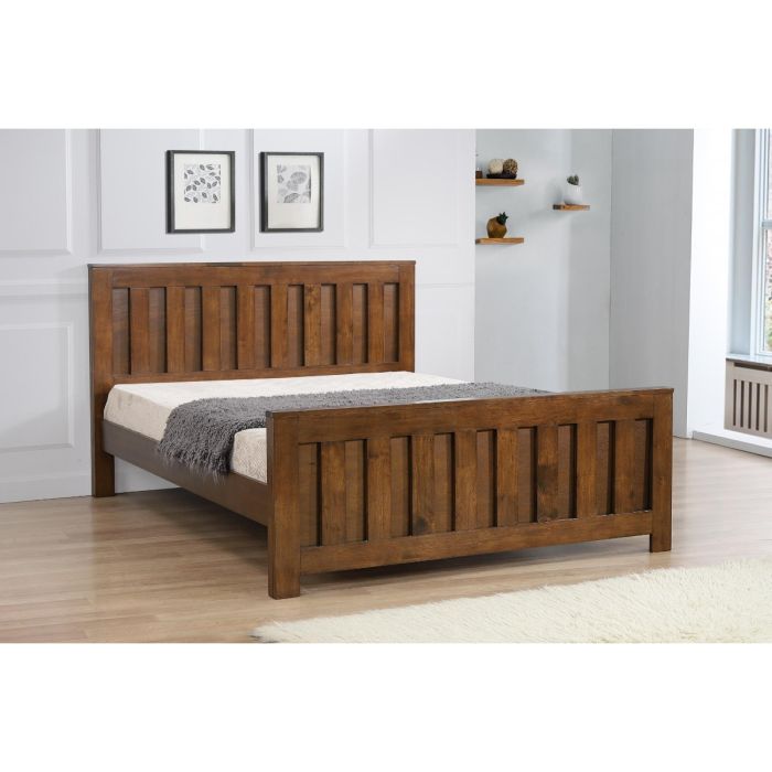 Petaluma Classic Charm Rustic Oak Solid Rubberwood Bed Frame in King Size