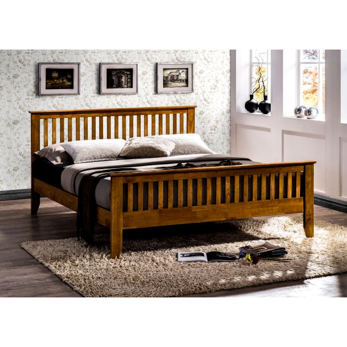 Single Bed - TURANO 3ft Wooden Bed Honey Oak