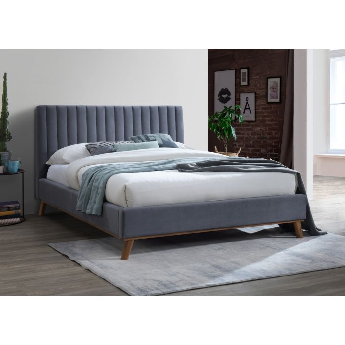 Kingsize Bed - AESTON 5ft Fabric Bed Dark Grey