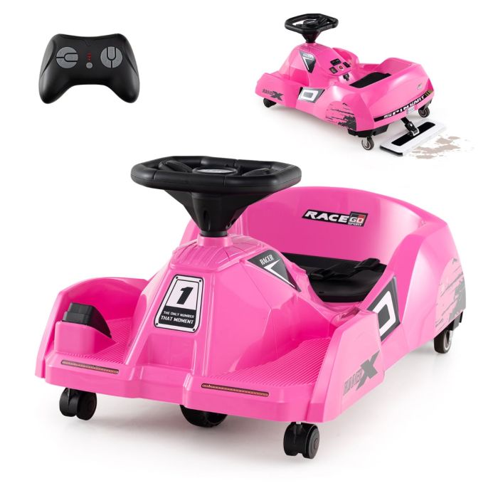 SOLRIS 12V Electric Cleaning Go Kart Ride on Race Car with Detachable Mop-Pink