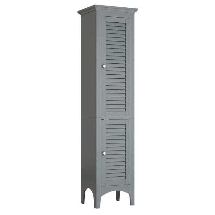 Freestanding Tall Bathroom Floor Cabinet with Adjustable Shelf and 2 Doors-Light Grey